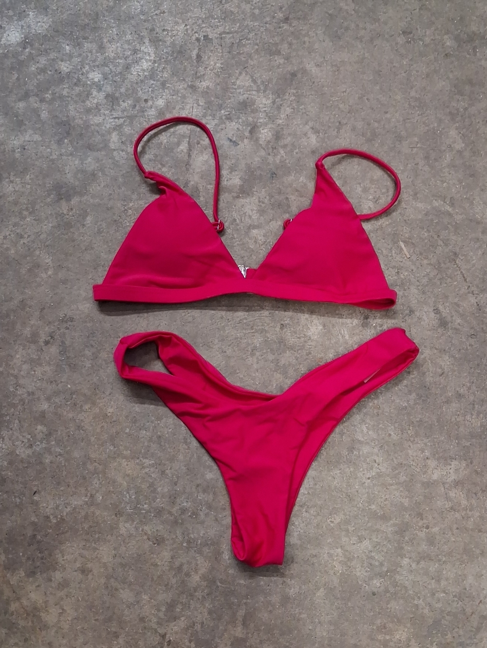 NWT Women's Hot Pink Triangle Thong Bikini Set